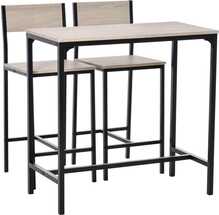 Baarilaud Homcom, 89 x 45 x 87 cm, naturaalne/must, 3-osaline komplekt