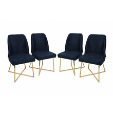 Söögitoolide komplekt Kalune Design Madrid 138, 4 tk, läikiv, kuldne/tumesinine, 49 x 50 x 90 cm