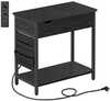 Öökap Vasagle, 60 x 31,5 x 60 cm, must puidu imitatsioon, pistikupesa ja USB-pesadega