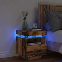 Öökapp LED tuledega, 40 x 39 x 48,5 cm, vana puit
