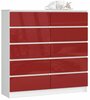 Kummut Akord K120, 40 x 120 x 121 cm, valge/punane