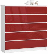 Kummut Akord K120, 40 x 120 x 121 cm, valge/punane
