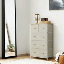Kummut Songmics LTS514L10, 30 x 56 x 93 cm, 5 kangast sahtliga, kollane-valge