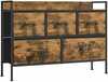 Kummut Songmics, 29 x 98,2 x 70 cm, 5 kangast sahtliga, vintage pruun-roosa/must