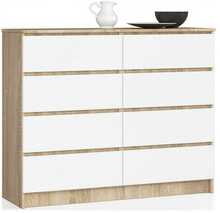 Kummut Akord K120, 120 x 40 x 99 cm, tamme värv/valge