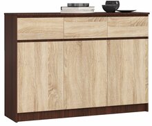 Kummut Akord K140, 40 x 138 x 99 cm, 3 sahtliga, pähkel/tamm
