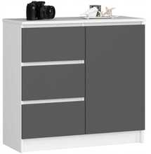 Kummut Akord K80 Jerry 1D 3SZSZ, 80 x 35 x 77 cm, must/valge