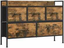 Kummut Songmics, 29 x 98,2 x 70 cm, 5 kangast sahtliga, vintage pruun-roosa/must