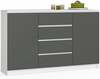 Kummut Akord K160 2D 4SZ CLP, 160.4 x 40 x 99 cm, 4 sahtliga, valge/hall