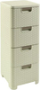 Kummut Curver Rattan Style, 4 sahtliga, 33 x 38 x 79 cm, valge/kreem