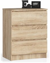 Kummut Akord K60 3 sahtlit, 40 x 60 x 77 cm, sonoma tamm