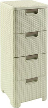 Kummut Curver Rattan Style, 4 sahtliga, 33 x 38 x 79 cm, valge/kreem