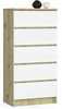 Kummut Akord K60, 60 x 40 x 121 cm, tamm/valge