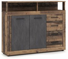 Kummut Luna Midi A 2D4S, 119 x 32 x 96.8 cm, grafiit/tumepruun