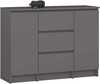 Kummut Akord K100, 101 x 35 x 76 cm, hall, 2 ust 3 sahtlit