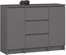 Kummut Akord K100, 101 x 35 x 76 cm, hall, 2 ust 3 sahtlit