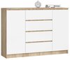 Kummut Akord K140, 40 x 138 x 99 cm, 2 ust, 4 sahtlit, valge/sonoma