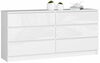 Kummut Akord K160, 40 x 160 x 77 cm, 6 sahtliga, läbipaistev/valge