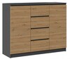 Kummut Top E Shop 2D4S, 120 x 40 x 97 cm, antratsiit/tamm artisan