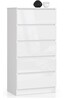 Kummut Akord K60, 60 x 40 x 121 cm, läikiv valge