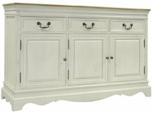 Kummut Home4you Samira, 3 ukse ja 3 sahtliga, 131,5 x 43 x 87 cm, antiikvalge/pruun