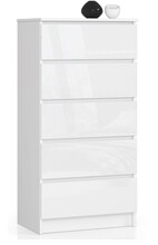 Kummut Akord K60, 60 x 40 x 121 cm, läikiv valge