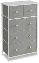 Kummut Songmics 5 kangast sahtliga ja metallraamiga, 30 x 56 x 93 cm, helehall/valge