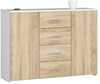 Kummut Akord K45, 35 x 110 x 80 cm, valge/sonoma tamm