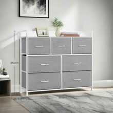 Kummut Songmics 7 kangast sahtli ja käepidemega, 28,5 x 98 x 85 cm, Pigeon Grey-Cloud White