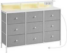 Kummut Songmics 9 sahtliga ja LED valgustusega, 33,5 x 114 x 84 cm, tuvipruun