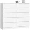 Kummut Akord K140, 40 x 138 x 121 cm, valge