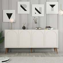 Kummut Kalune Design Lyon 81, 180 x 81 x 35 cm, valge/kreem/pähkel