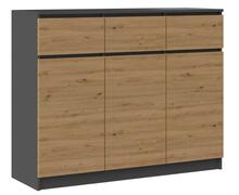 Kummut Top E Shop Malwa 3D3S, 40 x 120 x 97 cm, antratsiit/tamm