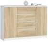 Kummut Nore K140, 40 x 138 x 99 cm, valge/tamm