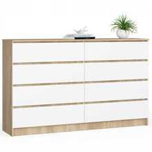 Kummut Akord K160, 40 x 160 x 121 cm, valge/sonoma tamm/helepruun