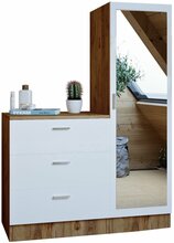 Kummut Kalune Design CC6-AW, 47 x 100 x 140 cm, peegliga, valge/puit