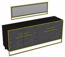 Kummut Kalune Design Polka Aynali 875ZNA3515, 179.9 x 47.3 x 75 cm, kuldne/must
