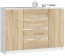 Kummut Nore K140, 40 x 138 x 99 cm, valge/tamm