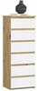 Kummut Akord CL6, 35 x 40 x 109 cm, 6 sahtlit, valge/pruun, artisan tamm