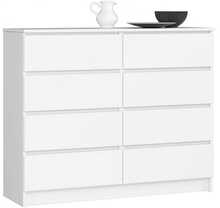 Kummut Akord K120, 120 x 40 x 99 cm, 8 sahtliga, valge