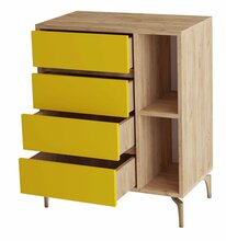 Kummut Kalune Design Yumi 811MDD4129, 70 x 40 x 86 cm, tamm/kollane