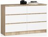 Kummut Akord K120, 40 x 120 x 77 cm, 6 sahtliga, tamme värv/valge
