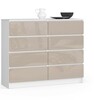 Kummut Akord K120 8SZ CLP, 40 x 120 x 99 cm, 8 sahtliga, valge/beež