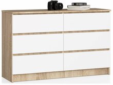 Kummut Akord K120, 40 x 120 x 77 cm, 6 sahtliga, tamme värv/valge