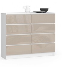 Kummut Akord K120 8SZ CLP, 40 x 120 x 99 cm, 8 sahtliga, valge/beež