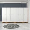 Riidekapp Kalune Design F4 524, 47.6 x 243 x 181 cm, valge/pähkel