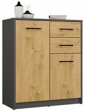 Kummut Top E Shop Simplo 2D2S, 74 x 35 x 85 cm, antratsiit/tamm artisan
