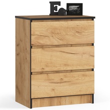 Kummut Akord K60, 40 x 60 x 77 cm, 3 sahtlit, craft tamm, pruun