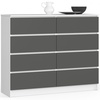 Kummut Akord K120 8SZ CLP, 40 x 120 x 99 cm, valge/hall