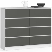 Kummut Akord K120 8SZ CLP, 40 x 120 x 99 cm, valge/hall